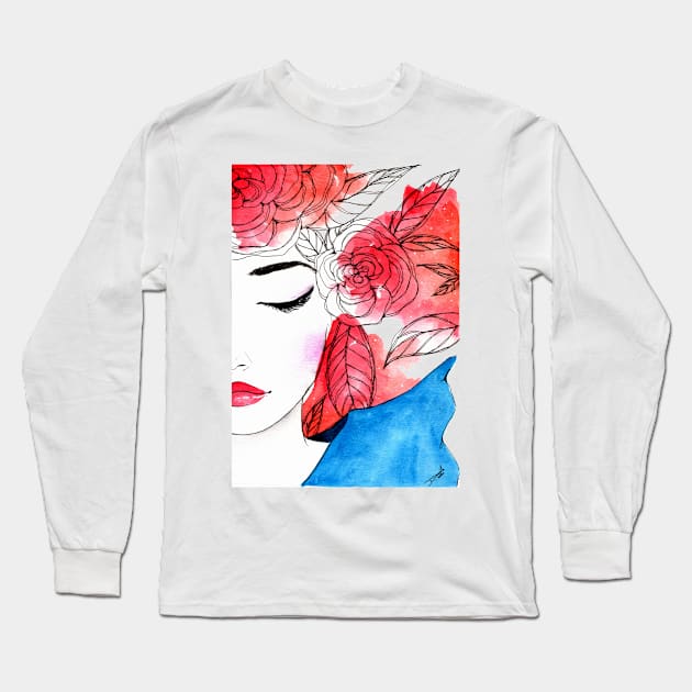 Roses Red Long Sleeve T-Shirt by DaniMej